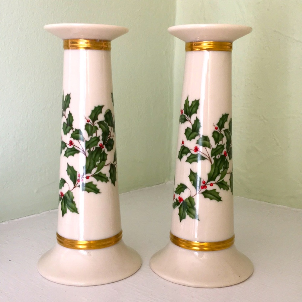 Lenox 7” Tall Holiday Candle Holders